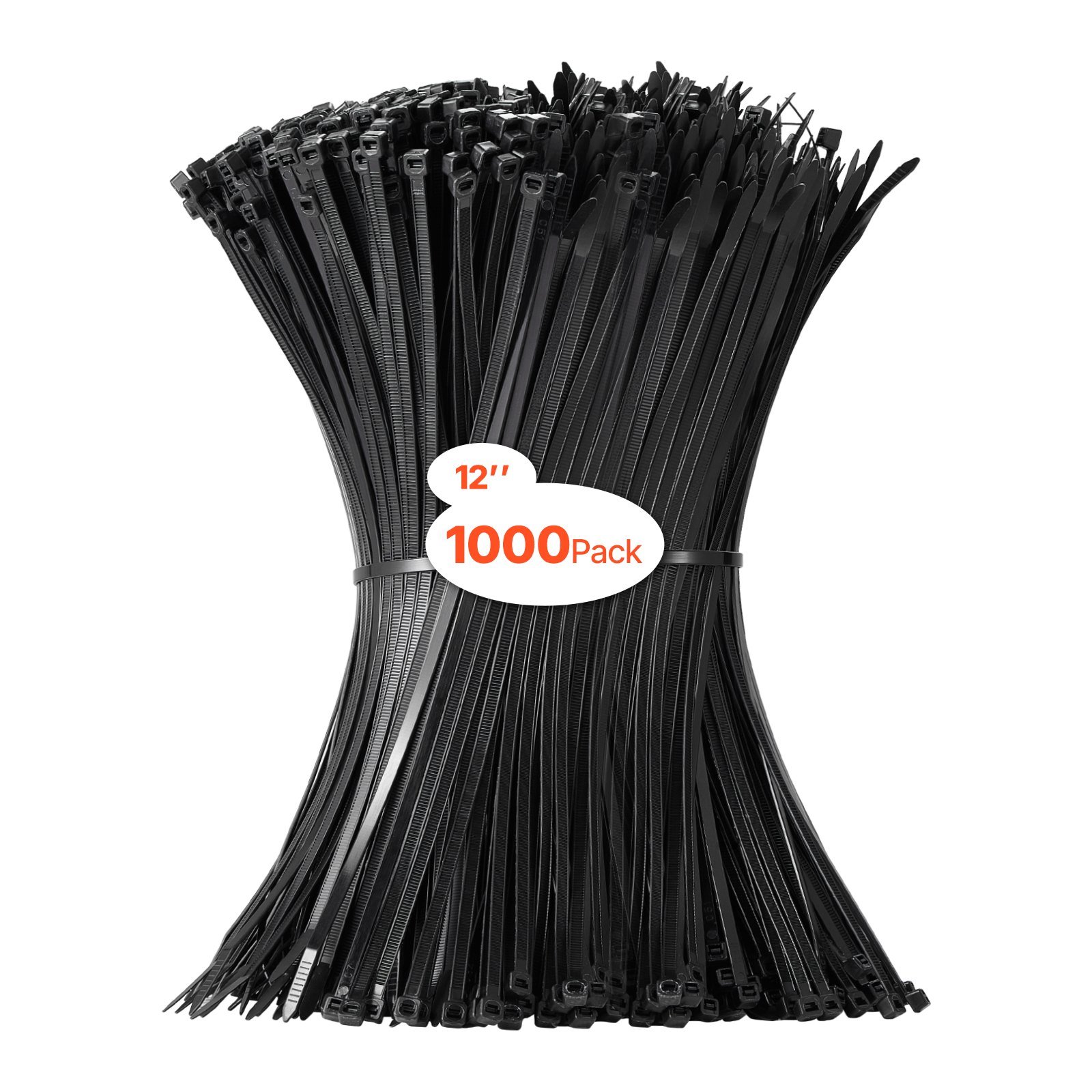 1000 Pack Cable Zip Ties 12-inch Cable Wire Ties & 50LBS High Tensile ...