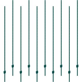 VEVOR 7 Feet Fence Post 10 Pack T-Post Heavy Duty Metal Fence Posts Green