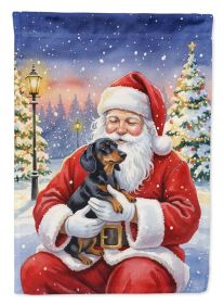 Black and Tan Dachshund with Santa Claus Garden Flag Mailbox Decorative Yard Banner Outside Patio Artwork for Flower Beds, Garden Size, Multicolo