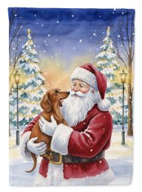Dachshund with Santa Claus Garden Flag Mailbox Decorative Yard Banner Outside Patio Artwork for Flower Beds, Garden Size, Multicolor