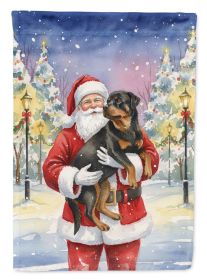 Rottweiler with Santa Claus Garden Flag Mailbox Decorative Yard Banner Outside Patio Artwork for Flower Beds, Garden Size, Multicolor