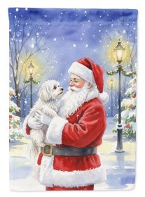 Maltese with Santa Claus Garden Flag Mailbox Decorative Yard Banner Outside Patio Artwork for Flower Beds, Garden Size, Multicolor