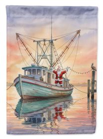 Cajun Santa Claus Decorating a Shrimp Boat Christmas Garden Flag Mailbox Decorative Yard Banner Outside Patio Artwork for Flower Beds, Garden Siz