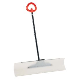 Snow Pusher Shovel, 36 in Outdoor Snowplow Shovel with Ergonomic Grip, HDPE Plastic Blade, Winter Shovels with Segmented Handle, Metal Edged Stri