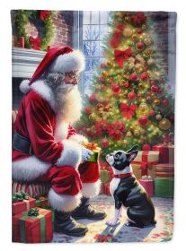 Boston Terrier and Santa Claus Garden Flag Mailbox Flag Decorative Yard Flag Banner Outside Patio Artwork Yard Flower Beds, Garden Size, Multicol