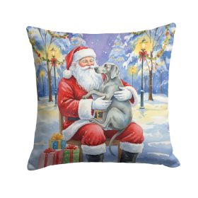 Weimaraner with Santa Claus Throw Pillow Decorative Indoor Outdoor Accent Cushion for Couch, Bed or Patio, 18Hx18W