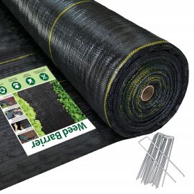Weed Barrier Landscape Fabric with U-Shaped Securing Pegs, Heavy-Duty Block Gardening Mat Weed Control (size: 4X50)