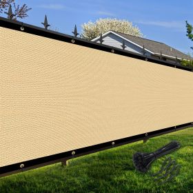 Artpuch Privacy Fence Screen Sand Customized Outdoor Mesh Panels for Backyard, Balcony,Patio,Construction Site with Zip Ties (Color: Sand, size: 5x37 ft)